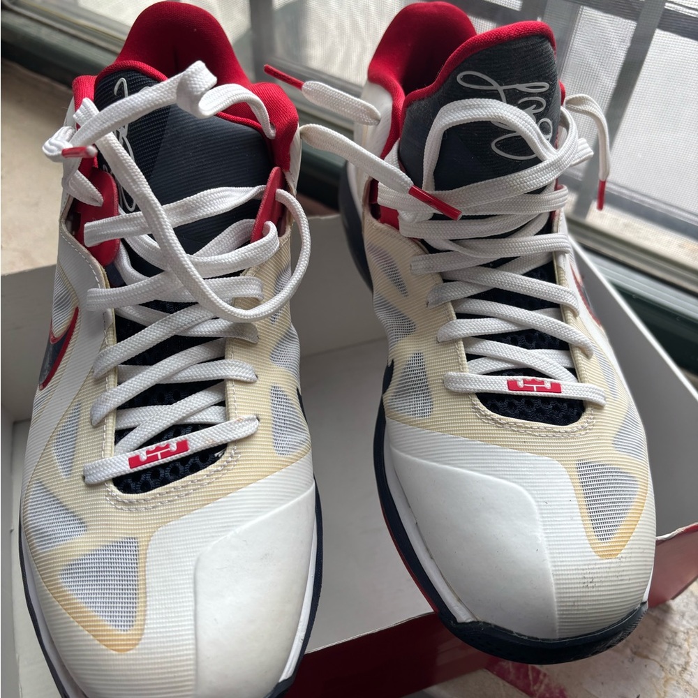 Nike LeBron 9 Low Red and Cream Sneakers